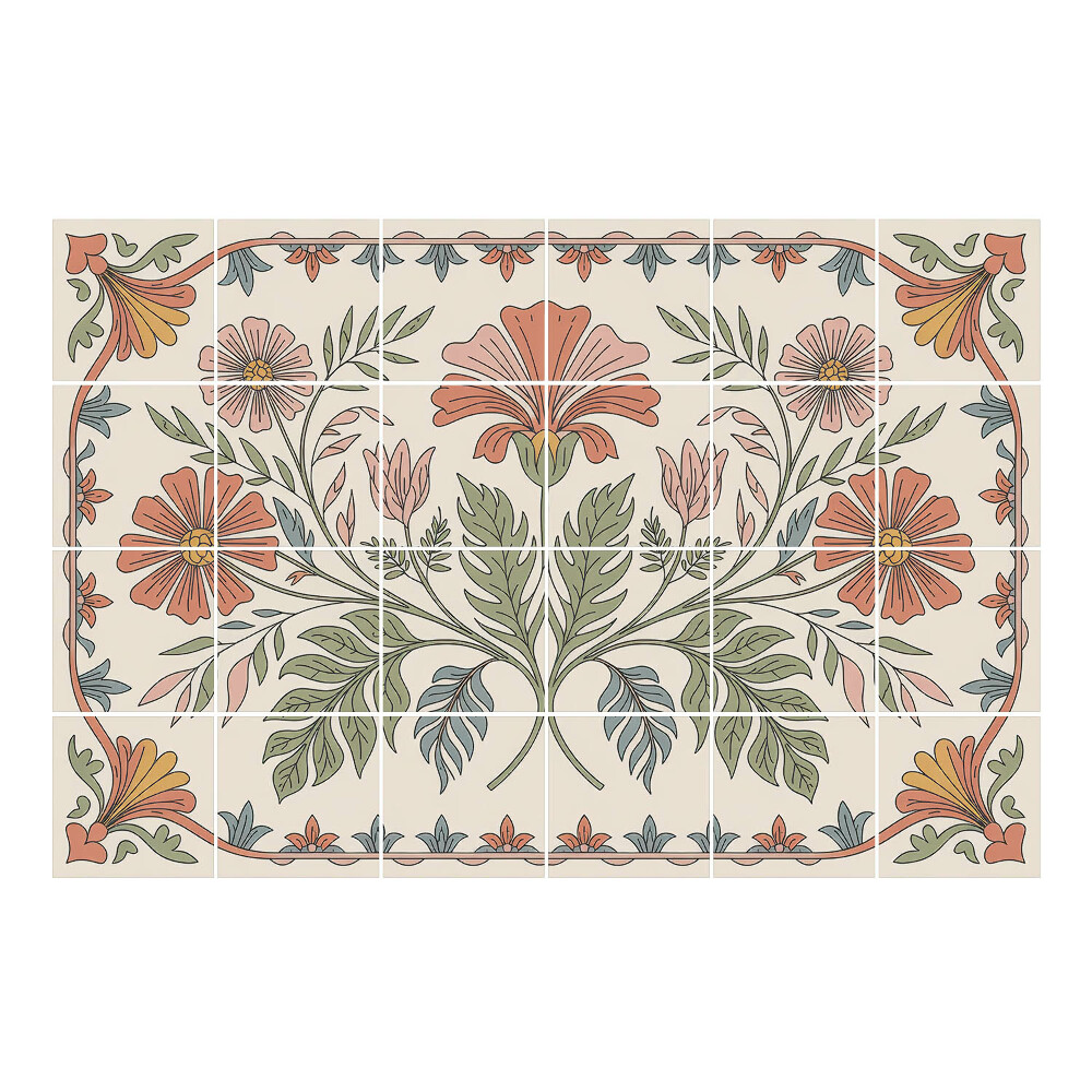 Csempe dekor matrica Virágmotívum levelekkel