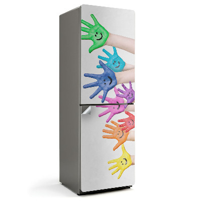 Hűtő dekor matrica Boldog kéznyomatok