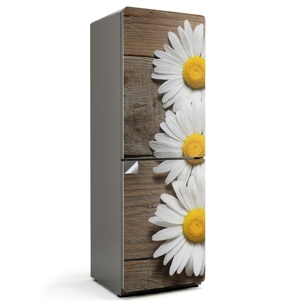 Hűtőszekrényre matrica Virágok fa háttéren