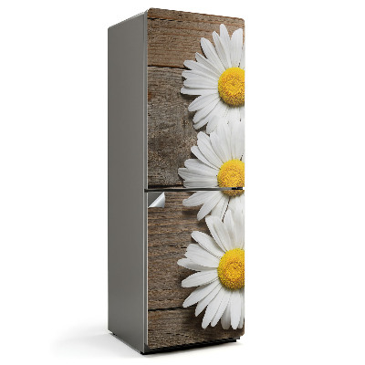 Hűtőszekrényre matrica Virágok fa háttéren