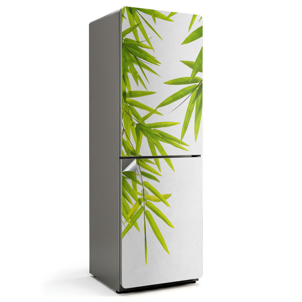 Dekor matrica hűtőre Bambusz levelek fehér alapon