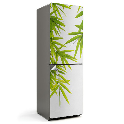 Dekor matrica hűtőre Bambusz levelek fehér alapon