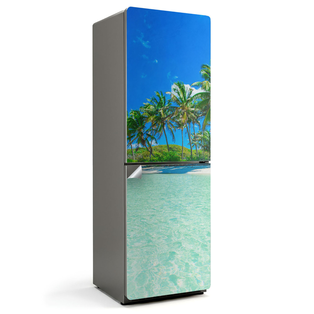 Hűtő matrica Trópusi tengerpart pálmafákkal
