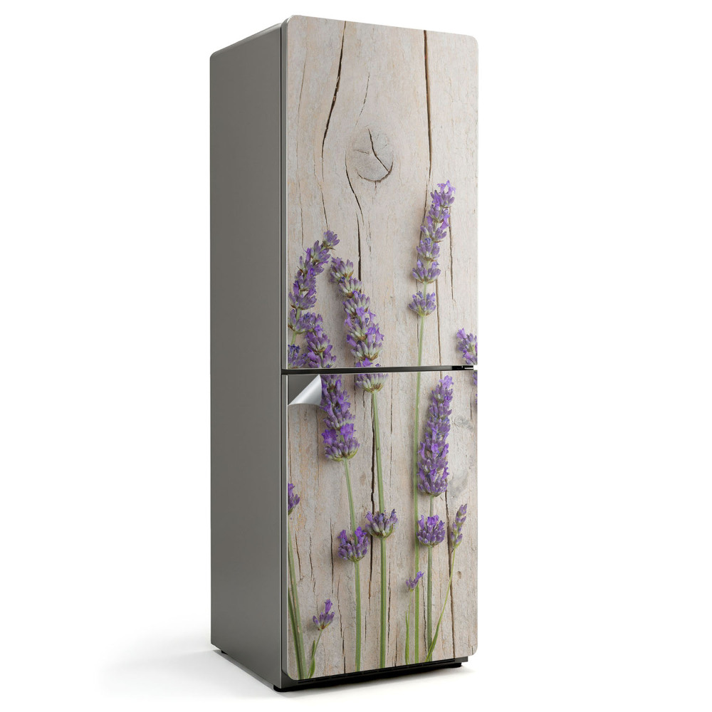 Hűtőszekrényre matrica Levendula virág fa háttéren