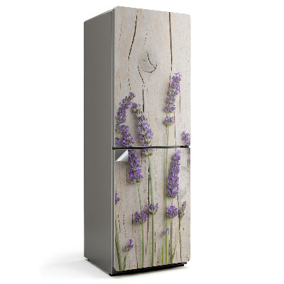 Hűtőszekrényre matrica Levendula virág fa háttéren