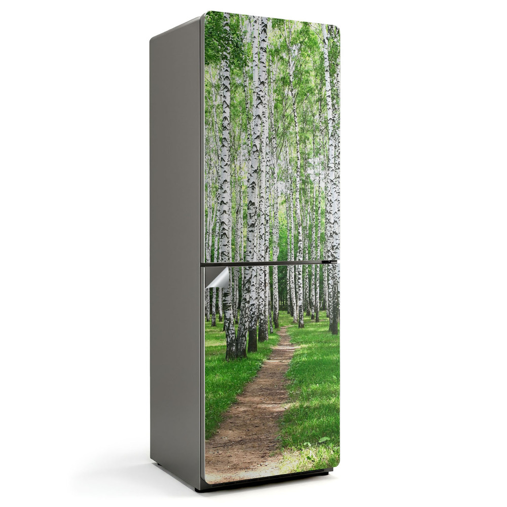 Hűtő dekor matrica Egy fasor az erdőben