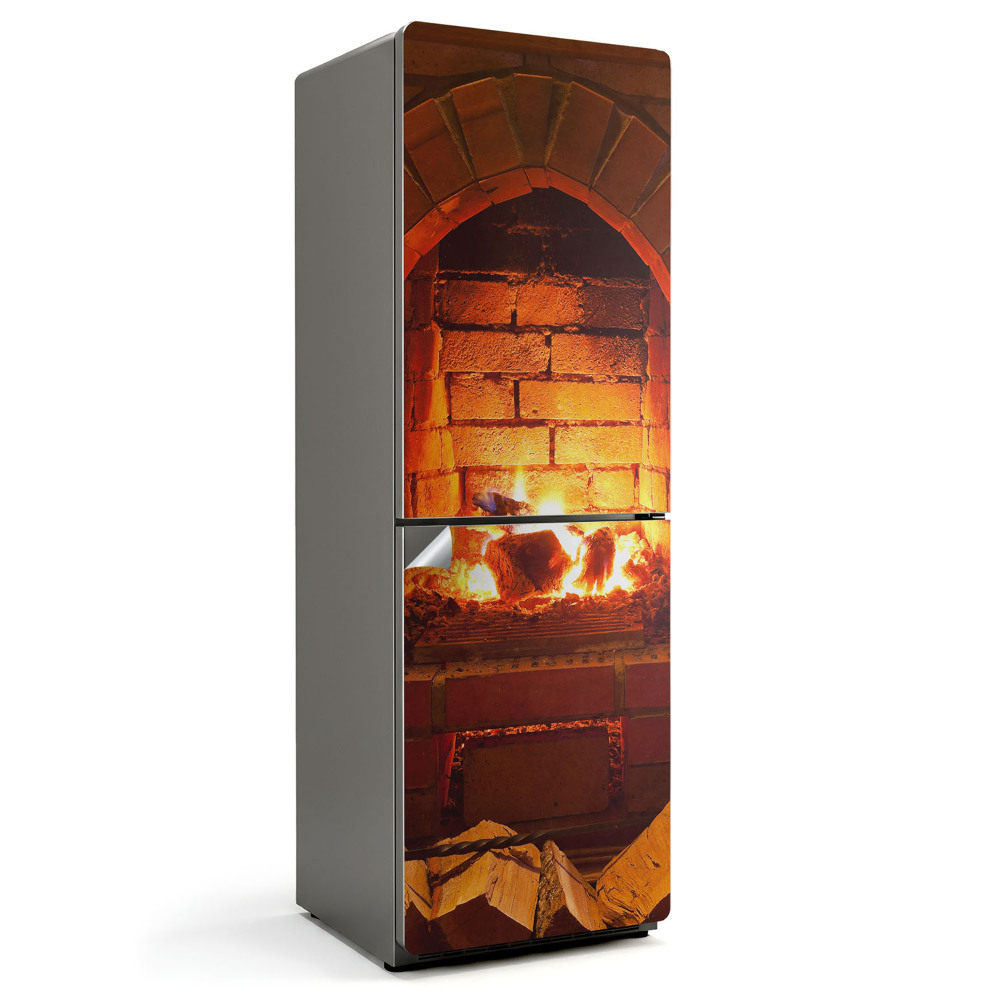 Hűtő dekor matrica Tűz a kandallóban