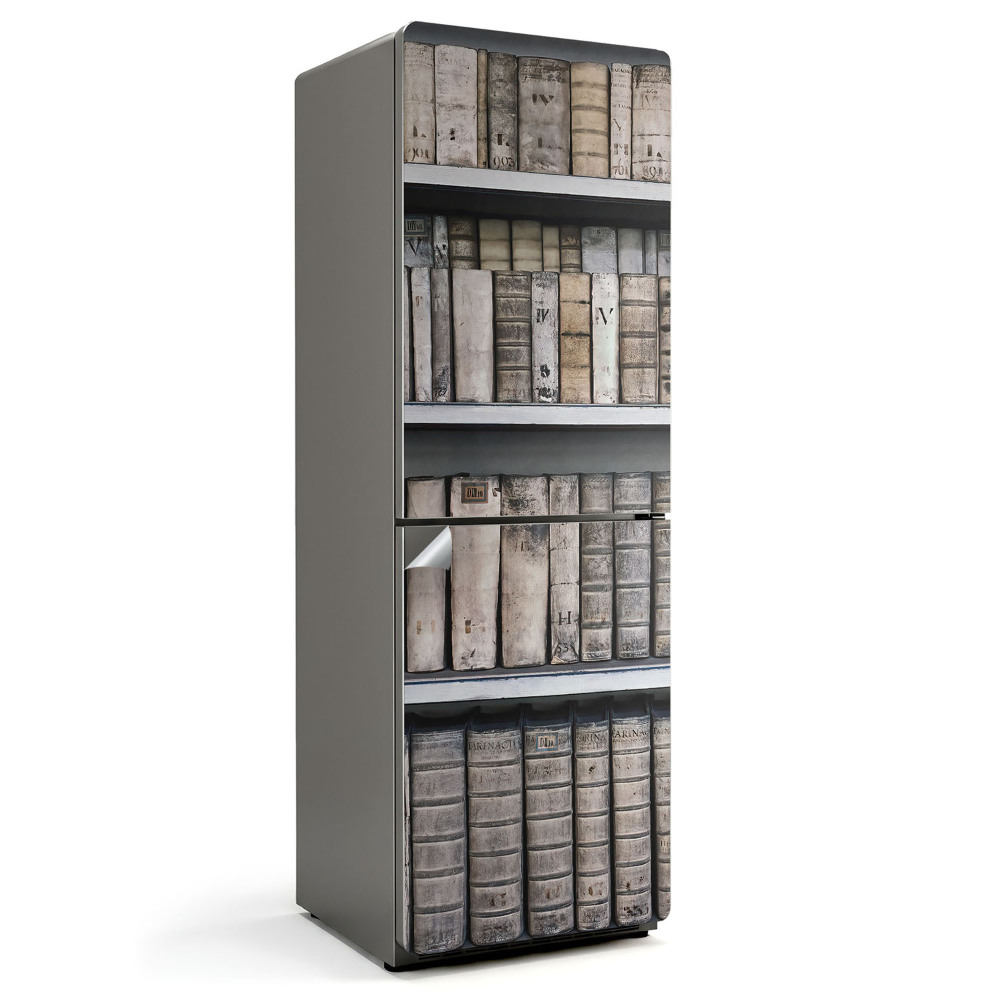 Hűtő matrica Régi könyvek a polcokon