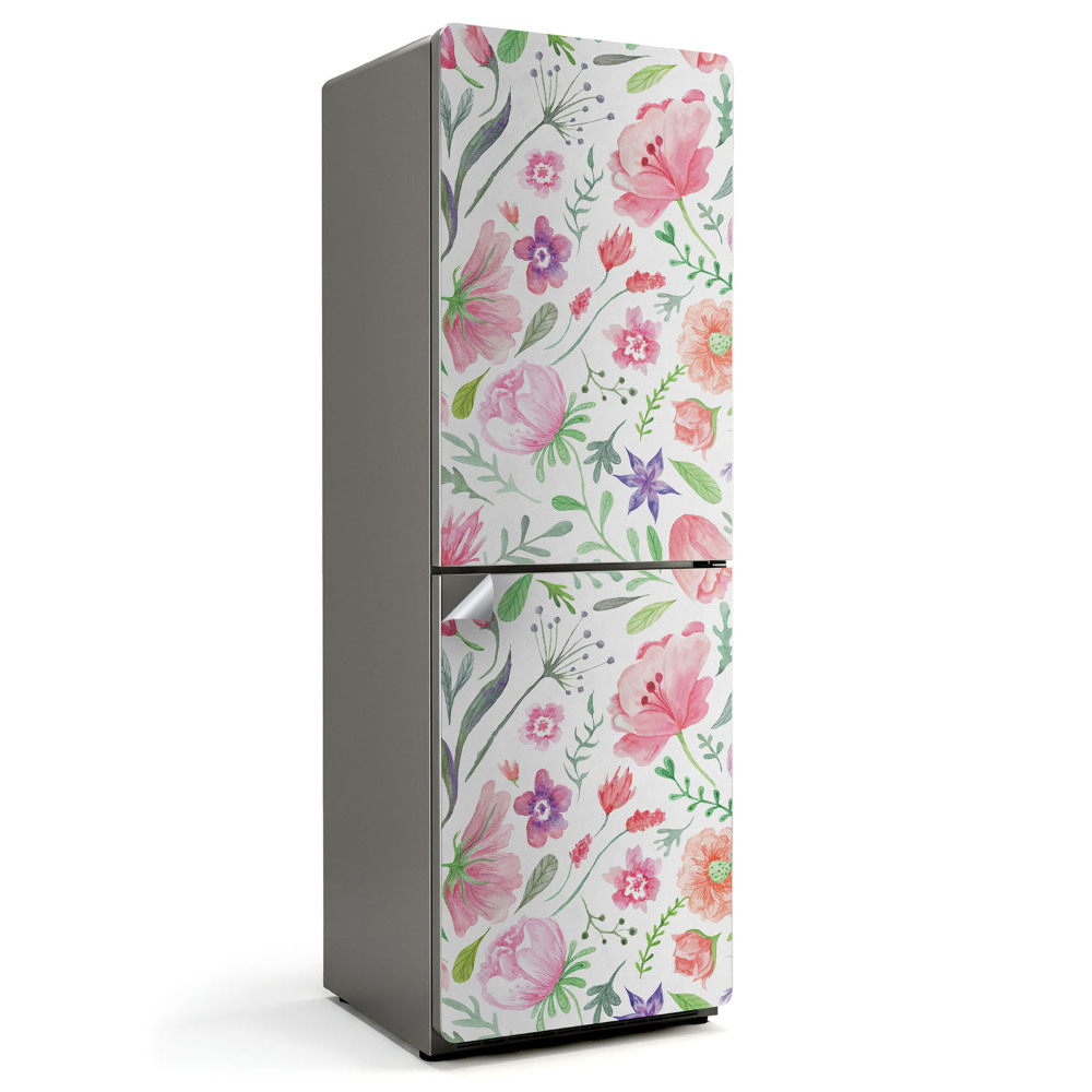Hűtőszekrényre matrica Virágminta akvarellben