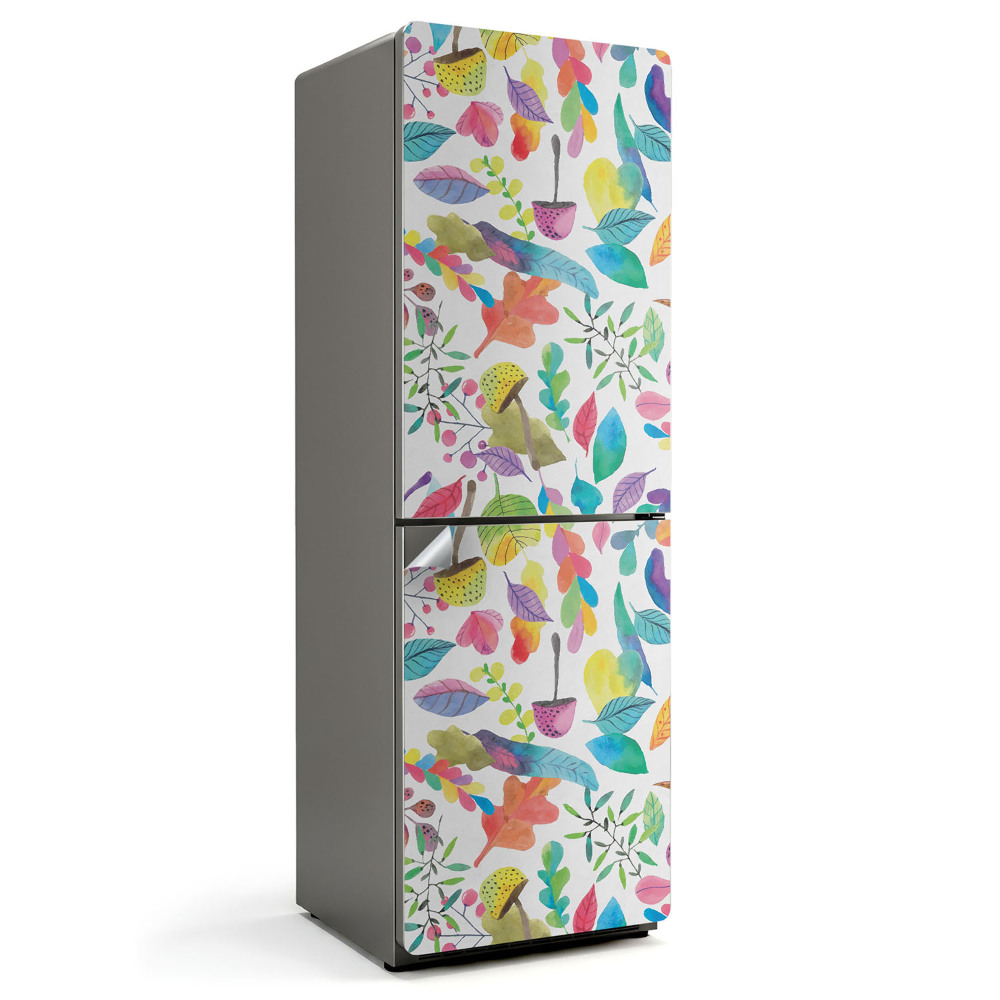 Hűtő dekor matrica Színes levelek és virágok