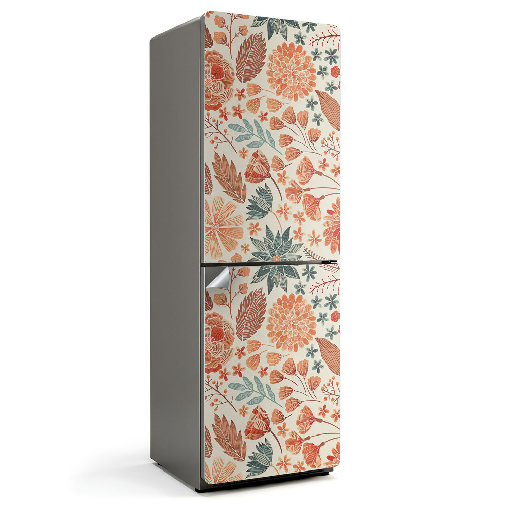 Hűtőszekrényre matrica Virágminta levelekkel