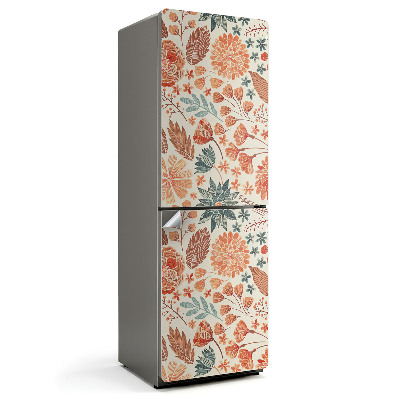 Hűtőszekrényre matrica Virágminta levelekkel