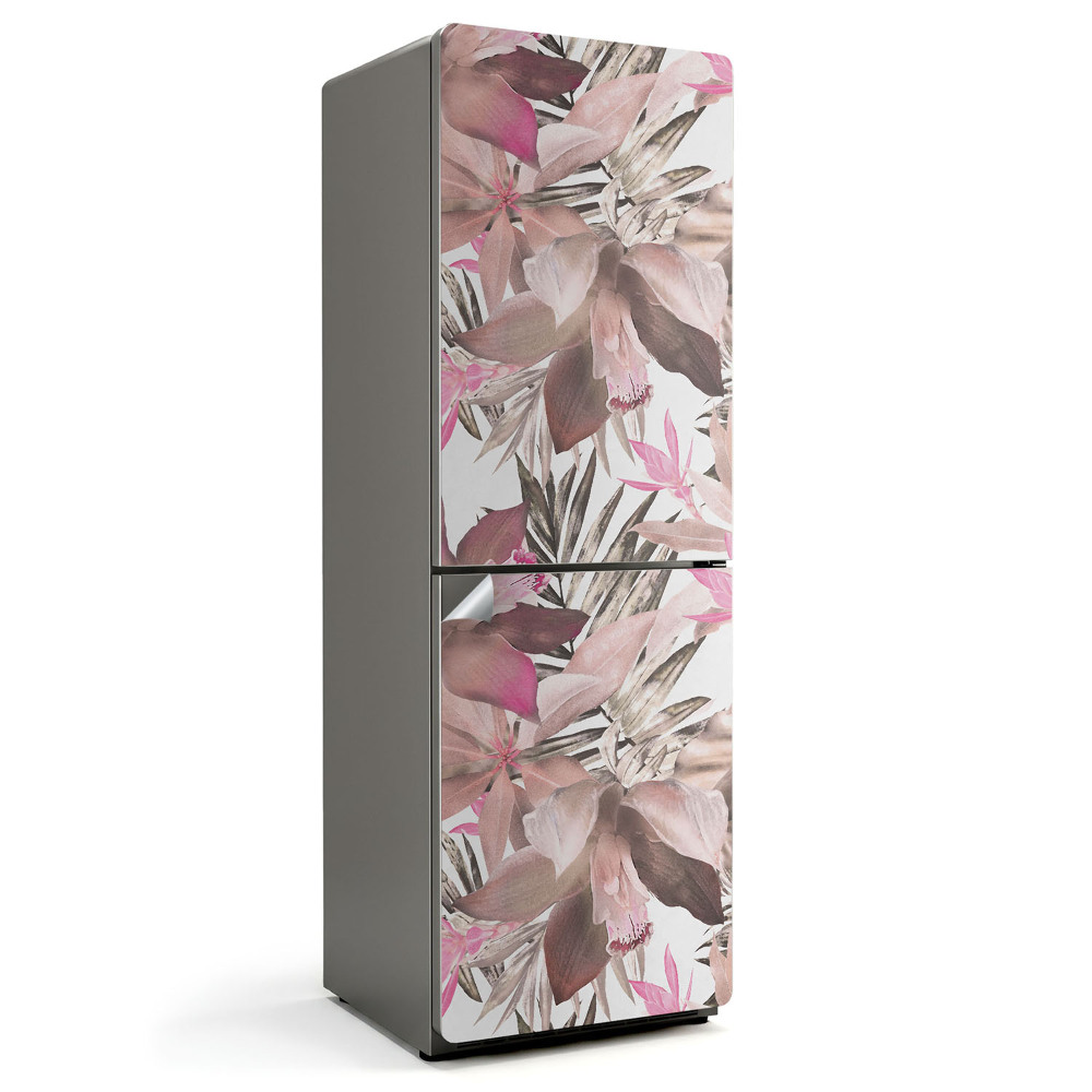 Hűtőszekrényre matrica Virágminta levelekkel