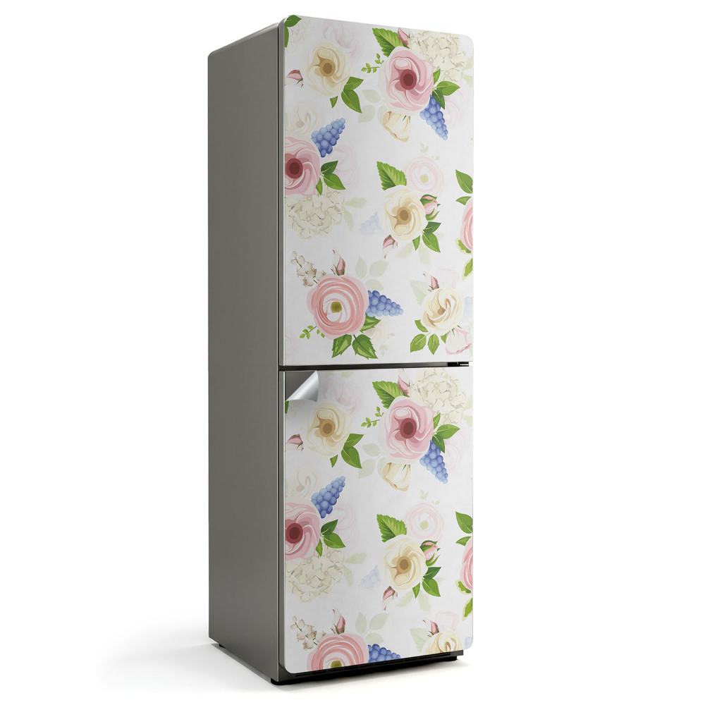 Hűtő dekor matrica Pasztell virágmintás
