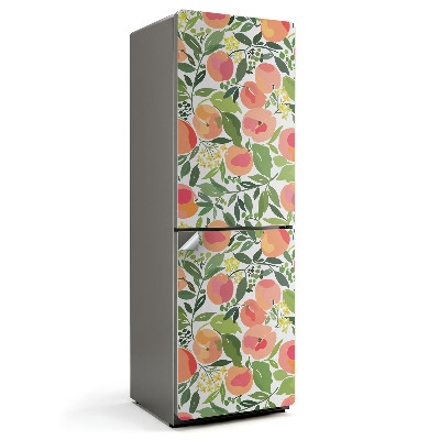 Hűtő dekor matrica Gyümölcsminta levelekkel