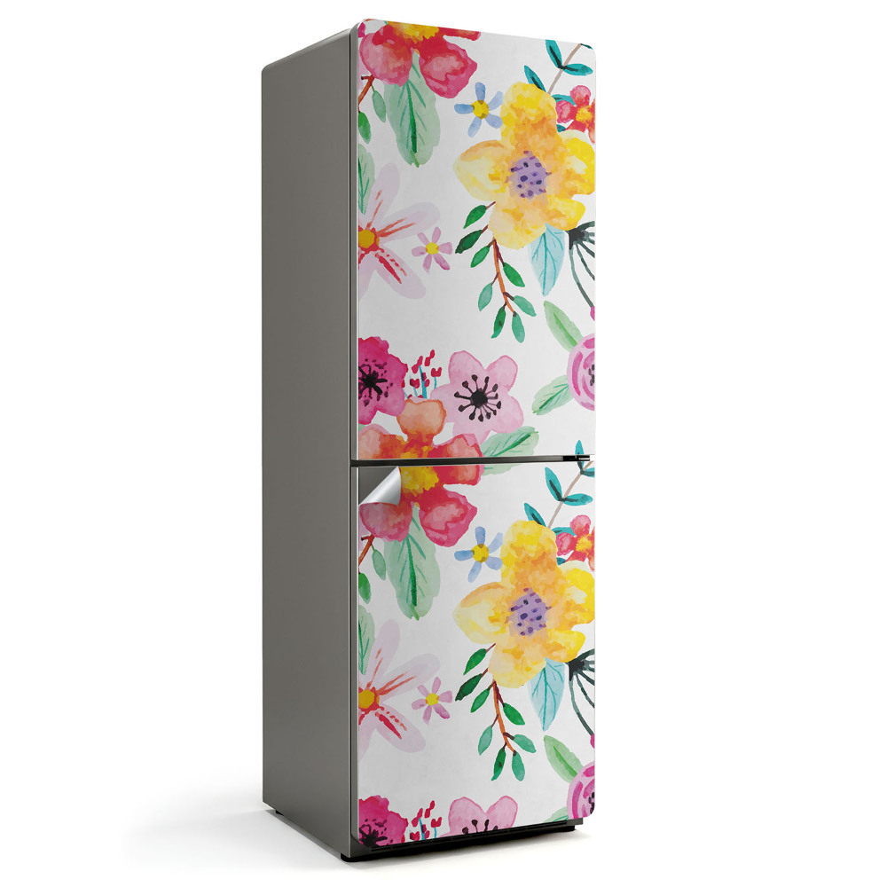 Hűtőszekrényre matrica Virágminta akvarellben