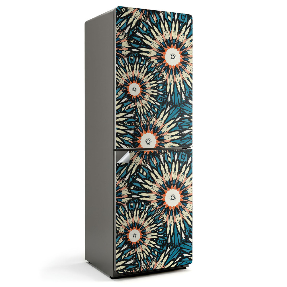 Hűtőszekrényre matrica Virágminta sugarakkal