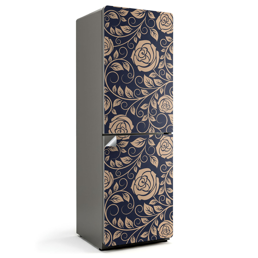 Hűtőszekrényre matrica Virágminta levelekkel