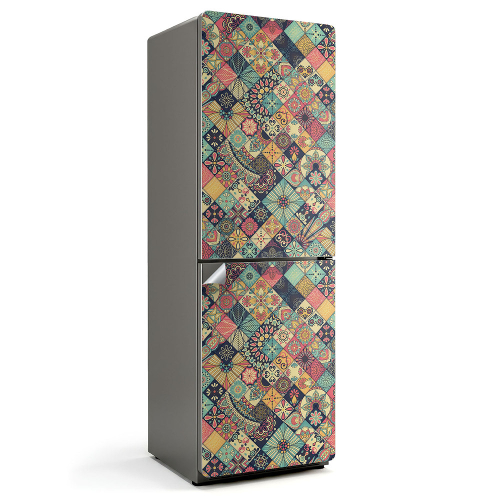 Hűtőszekrényre matrica Geometrikus motívumokkal díszített csempék