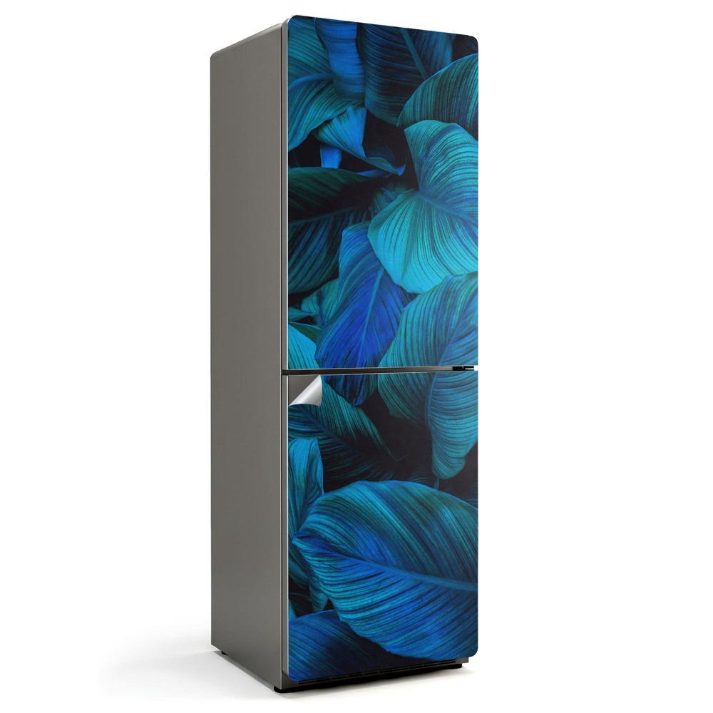 Hűtő dekor matrica Kék árnyalatú levelek