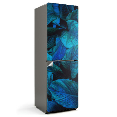 Hűtő dekor matrica Kék árnyalatú levelek