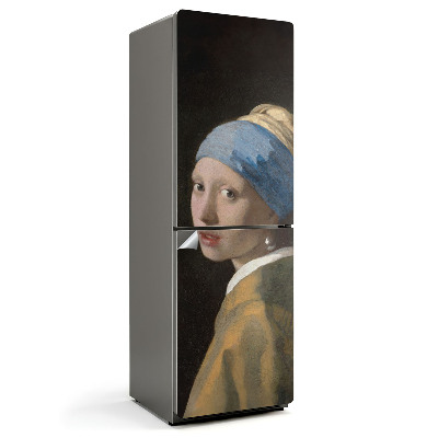 Hűtő matrica Portré egy lányról gyönggyel