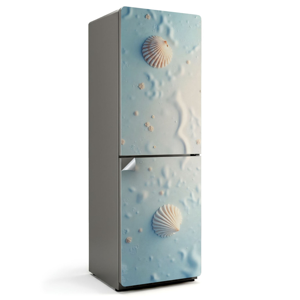 Hűtő matrica Kagylók a homokos háttéren