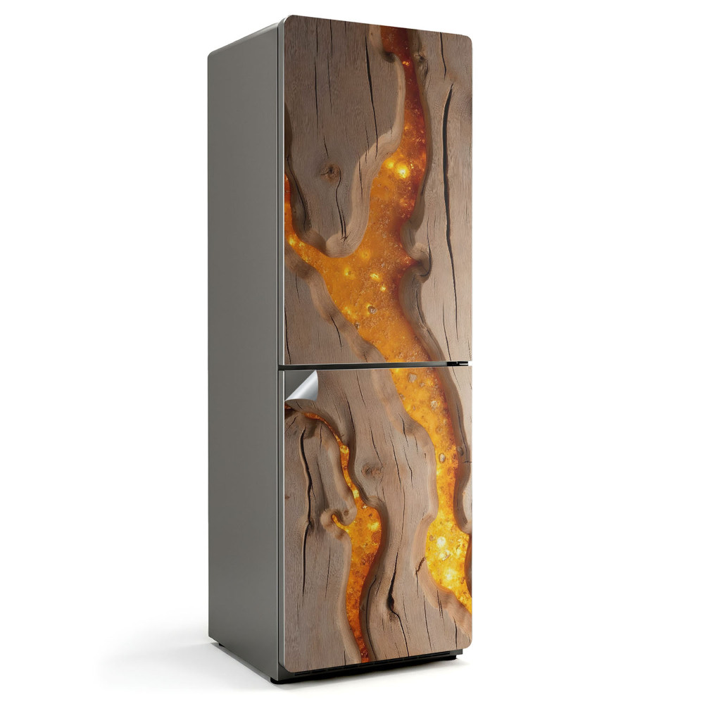 Hűtő dekor matrica Természetes fa minta gyantával