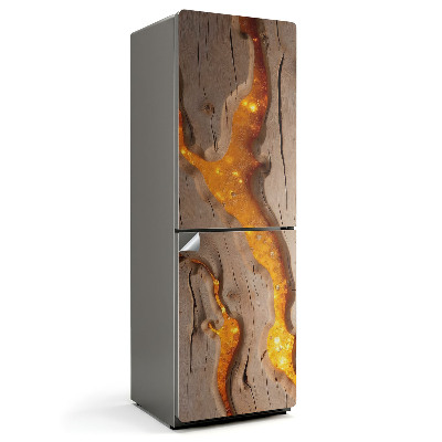Hűtő dekor matrica Természetes fa minta gyantával