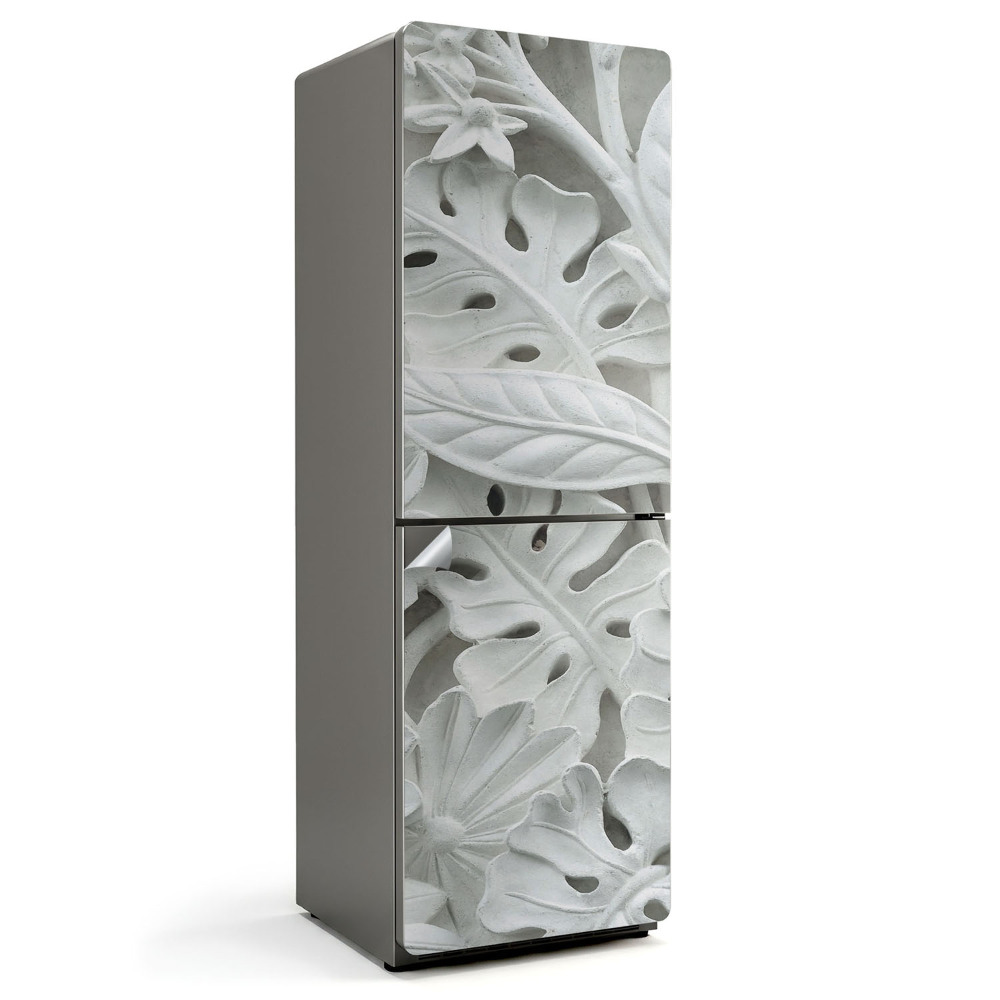 Hűtő dekor matrica Levelek és virágok domborműves mintázata