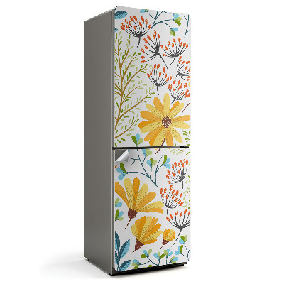 Dekor matrica hűtőre Virágminta fehér alapon