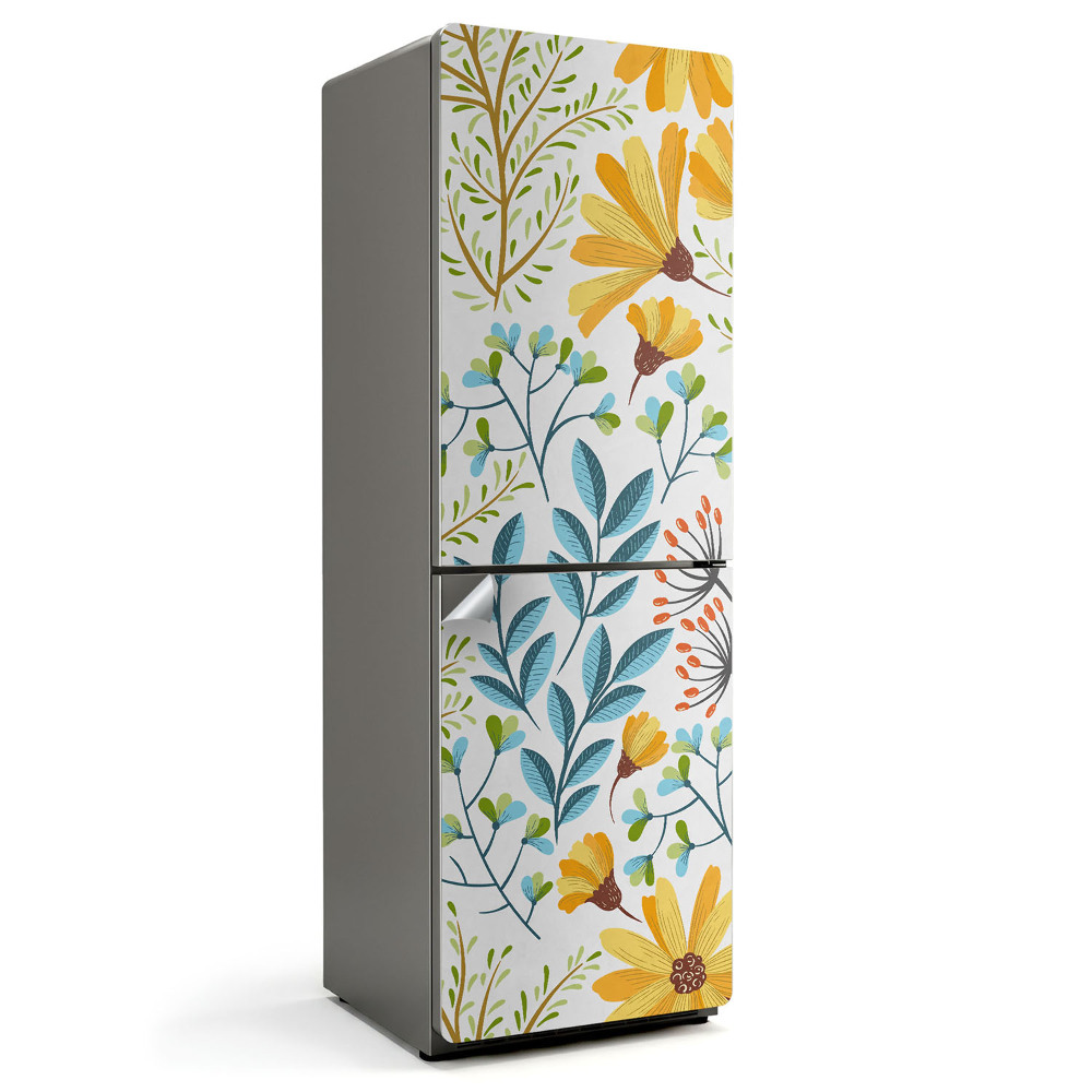 Hűtő dekor matrica Virágminta levelekkel