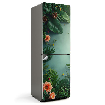 Hűtőszekrényre matrica Virágminta levelekkel