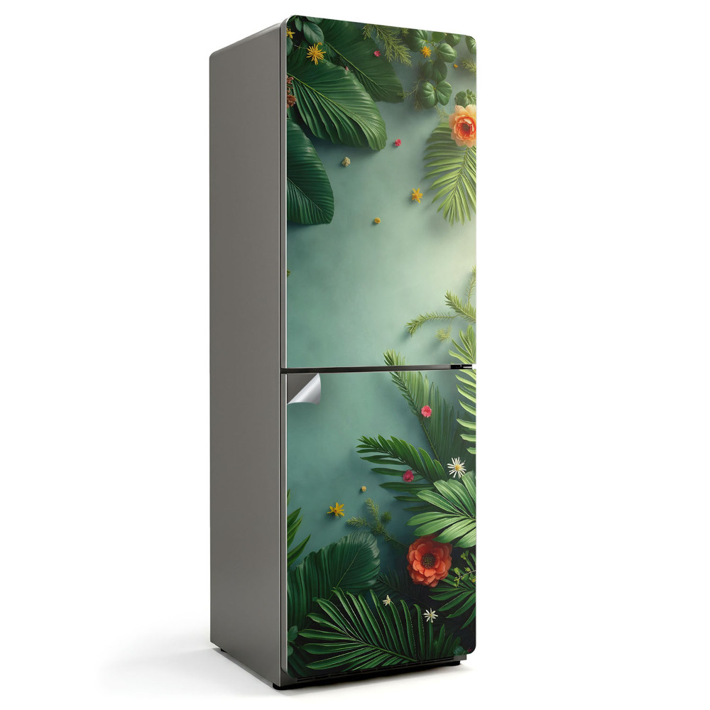 Dekor matrica hűtőre Trópusi levelek és virágok