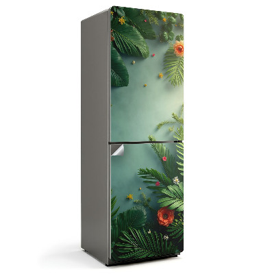 Dekor matrica hűtőre Trópusi levelek és virágok