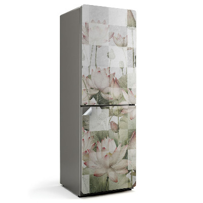 Hűtőszekrényre matrica Liliomok a sakktáblán