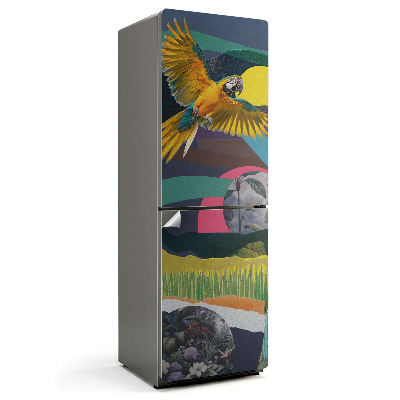 Hűtőszekrényre matrica Kivágható kollázs papagájjal