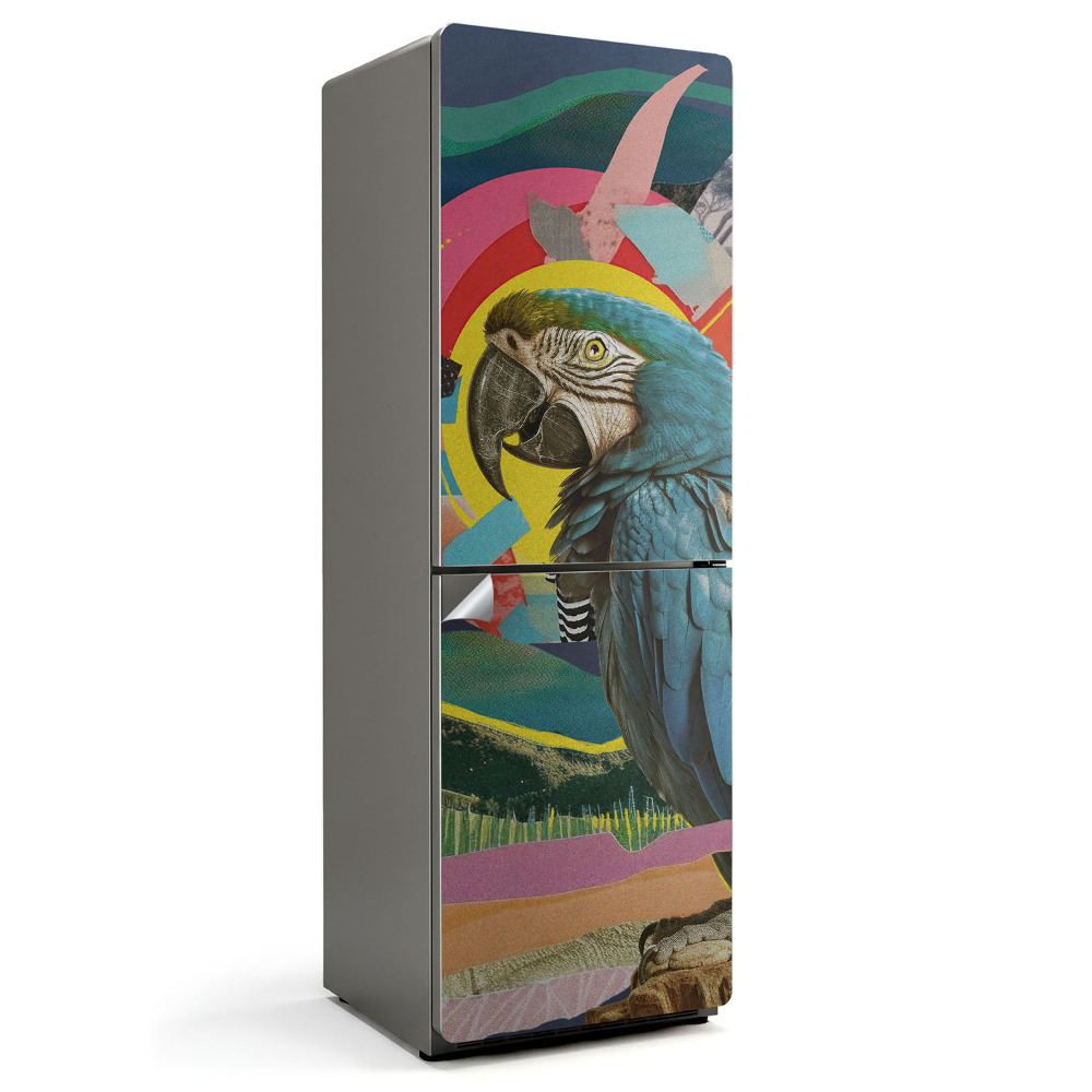 Hűtő dekor matrica Egy papagáj absztrakt háttér előtt