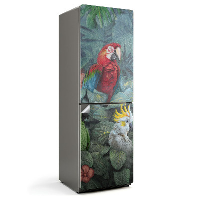 Hűtőszekrényre matrica Trópusi madarak a dzsungelben