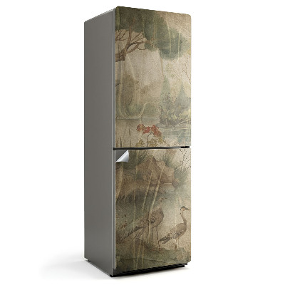 Hűtő matrica Békés táj madarakkal