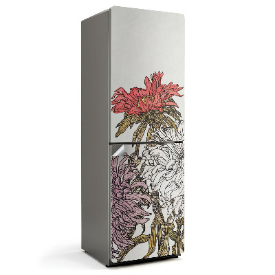 Hűtőszekrényre matrica Virágminta részletekkel