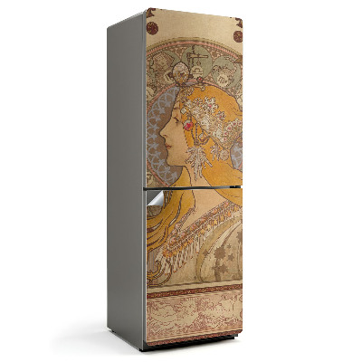 Hűtőszekrényre matrica Alfons Mucha női portréja