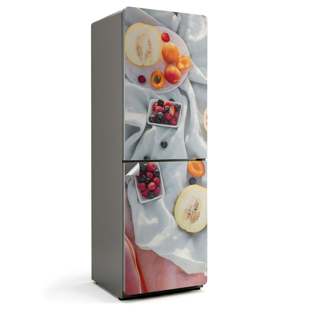 Hűtő dekor matrica Friss gyümölcs szövet alapon