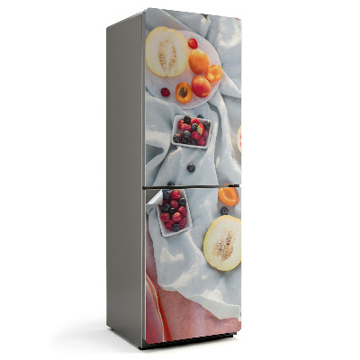 Hűtő dekor matrica Friss gyümölcs szövet alapon