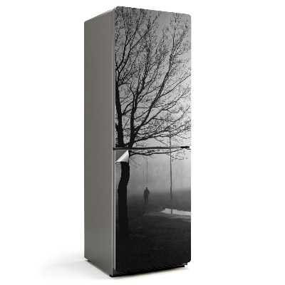 Hűtő matrica Téli séta a ködben