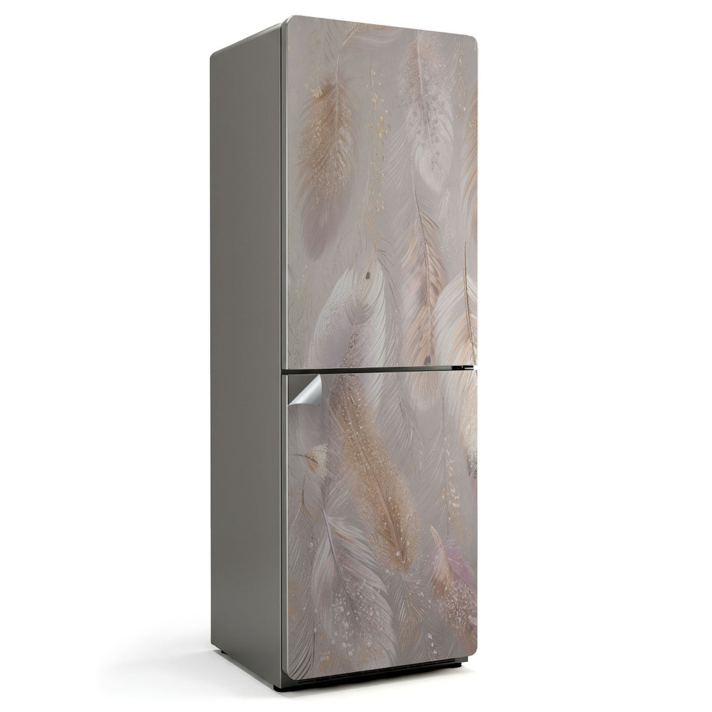 Hűtő dekor matrica Finom tollak a háttérben