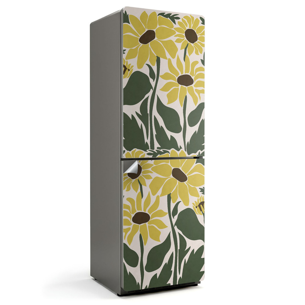 Dekor matrica hűtőre Virágminta levelekkel