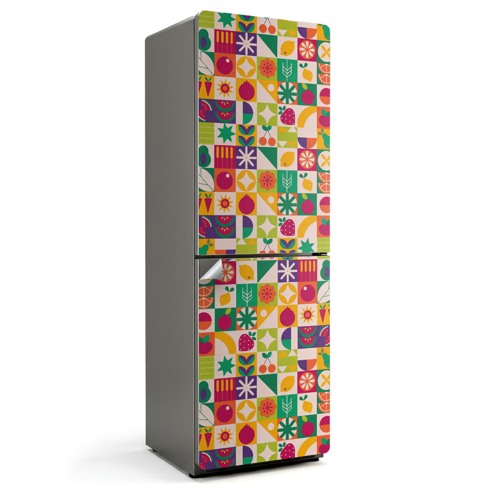 Dekor matrica hűtőre Színes minta gyümölcsökkel