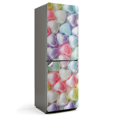 Dekor matrica hűtőre Színes, fényes szívek