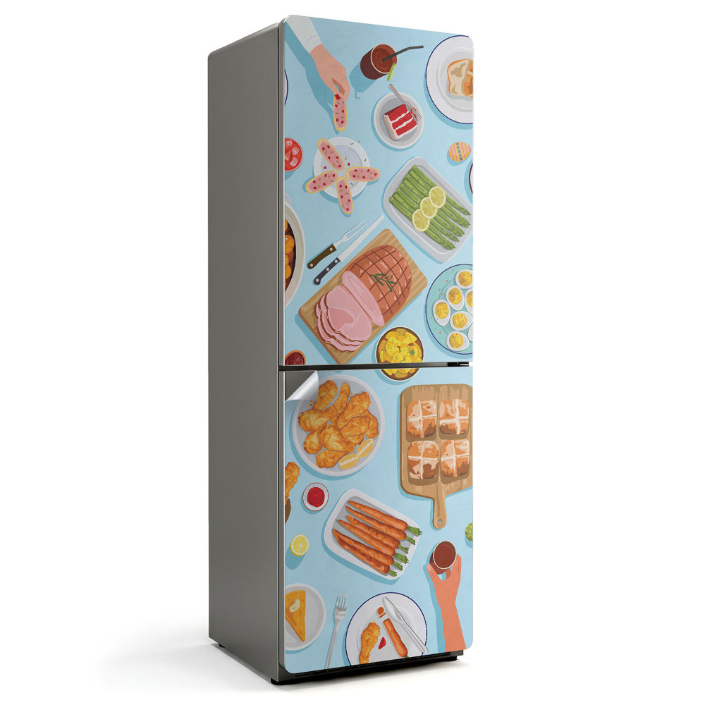 Hűtőszekrényre matrica Illusztráció egy lakomáról az asztalon